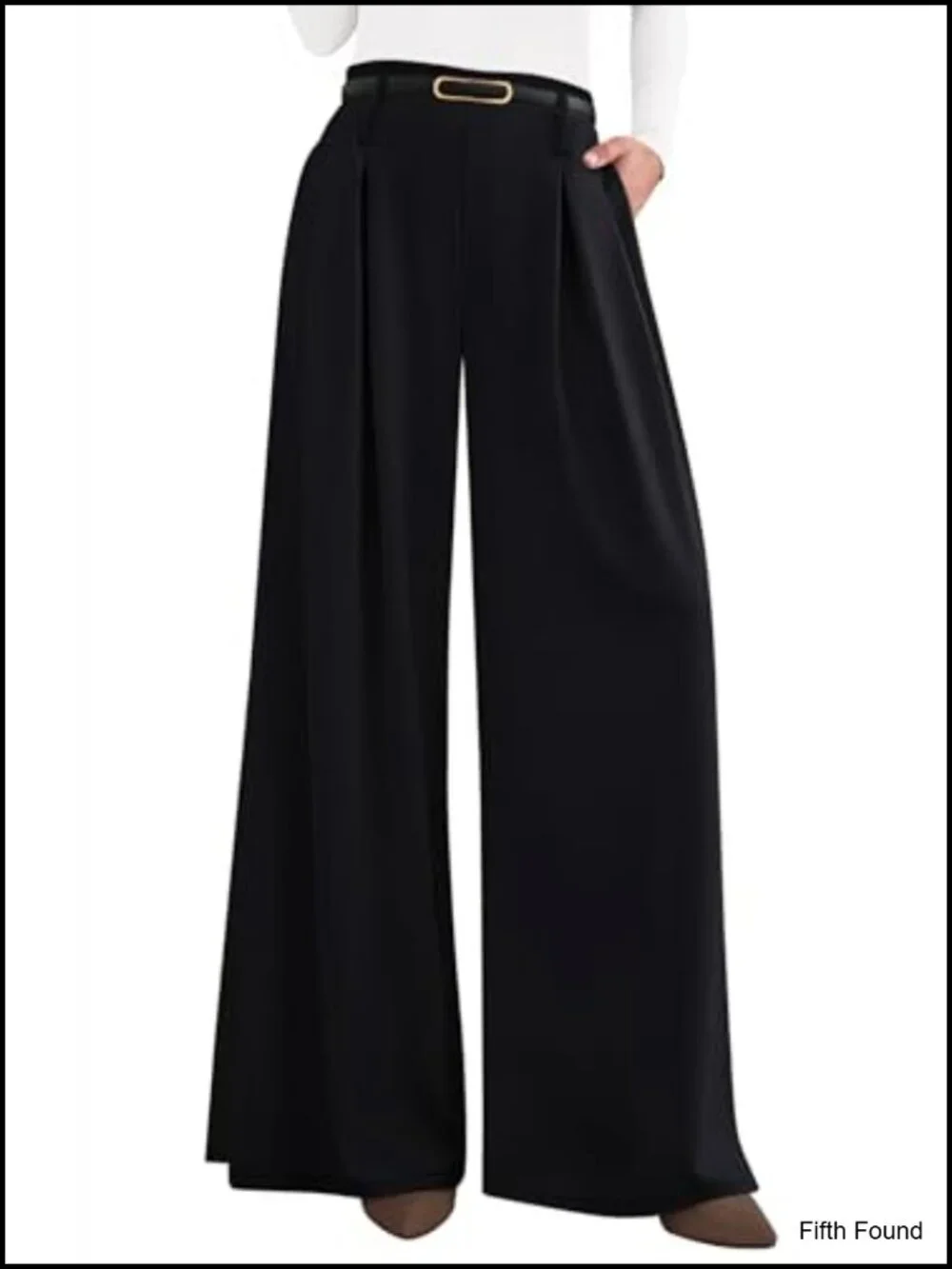 Wide Leg Trousers High Waisted Elastic Dress Pants Pleated Slacks Palazzo